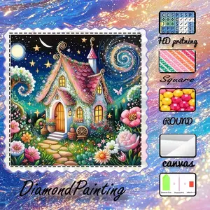 5D-DIY, velvet canvas, diamond art, diamond painting kit, dream fairy tale house Galaxy, AB drills, crystal drills, perfect home decoration, handmade diamond art kit, special craft diamond art kit, Handmade gifts, Handcraft, Handicraft