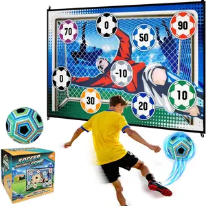 Shooting Football Toy, 1 Set Wall Mounted Soft Target Indoor Silent Football Toy, Shooting Practice Sports Toy, Gifts for Children, Boys & Men Gifts, Soccer Goal Net