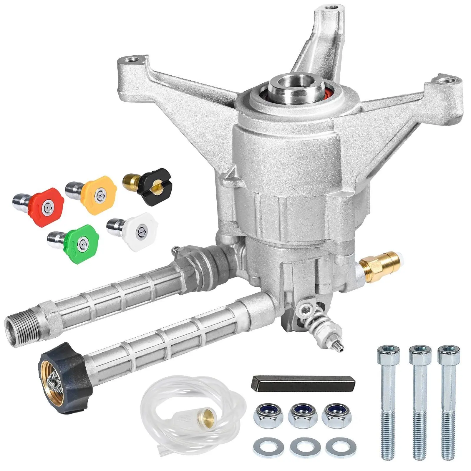 TOOLCY 7/8" Shaft Vertical Pressure Washer Pump, 2500 PSI 2.5 GPM Front Inlet/Outlet, Leak-Resistant Thermal Protection, Complete Replacement Kit with Spray Nozzles, Mounting Bolts, Fits 180-196cc Gas Engines for Driveway Cleaning, Siding, Home Cleaning