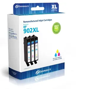 Cyan/Magenta/Yellow 3-Pack High Yield Ink Cartridges - Compatible with HP 902XL