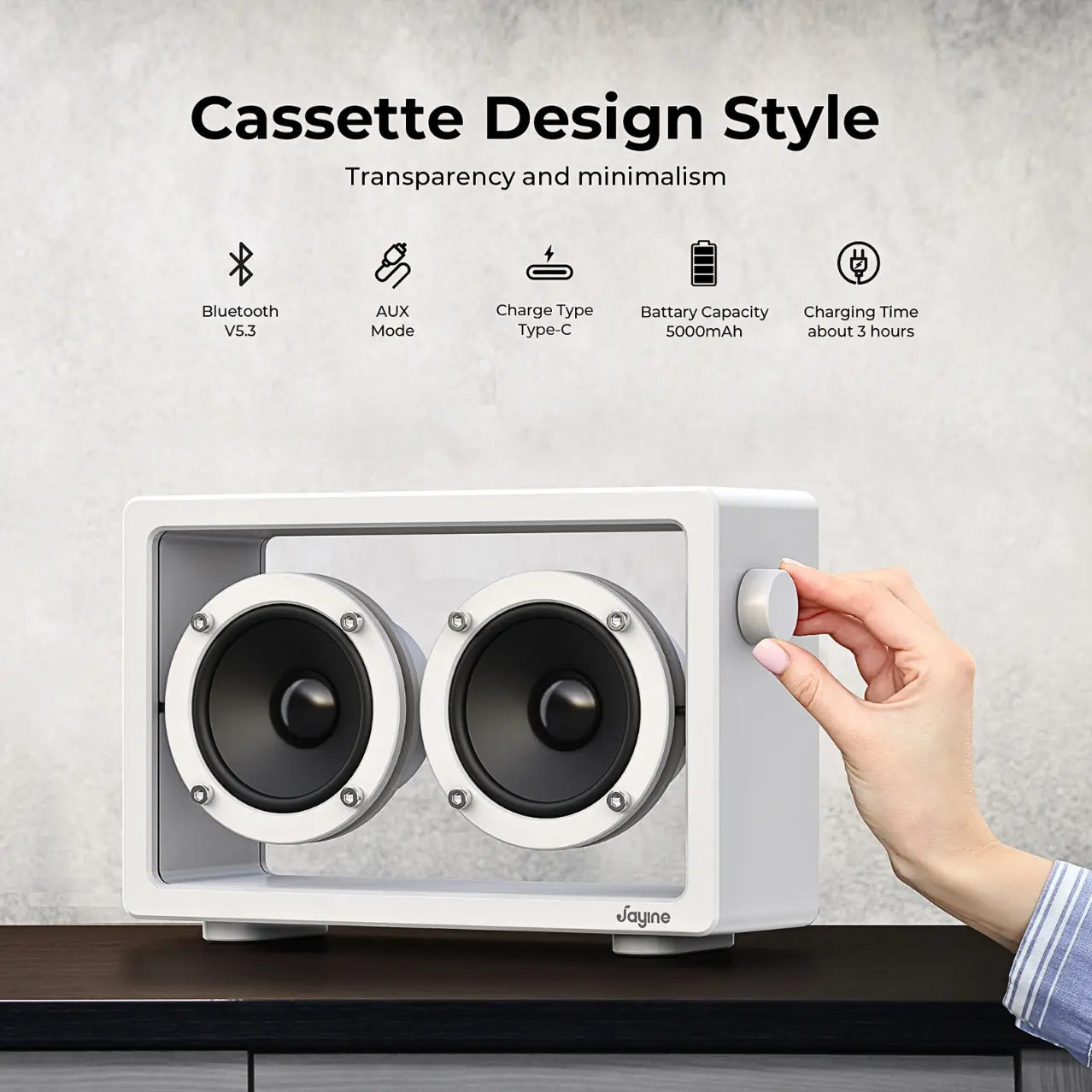 Cassette Glow Retro Ambient Bluetooth Speaker with Mood Lighting, Premium Desk Decor & Unique Gift for Home Office Lovers Audio Portable