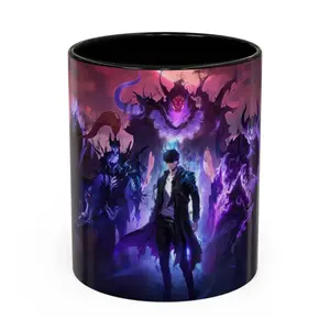 Sung Jin-Woo Mug, Shadow Monarch Solo Leveling Cup, Dark Fantasy Anime Ceramic Mug, Manhwa Hero Gift
