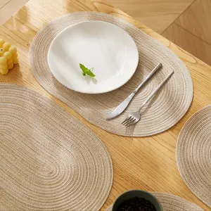 Oval Shaped Boho Style Kitchen Decorative Placemat, 4 Counts Washable Heat Resistant Placemat, Table Mat for Home Kitchen Dining Room