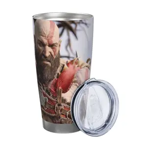God of War Ghost of Sparta 20oz Stainless Steel Tumbler, Insulated Mug for Fishing Trips and Morning Porch Relaxation, Video Game Merchandise Vacuum Cup, Practical Water Bottle for Daily Errands