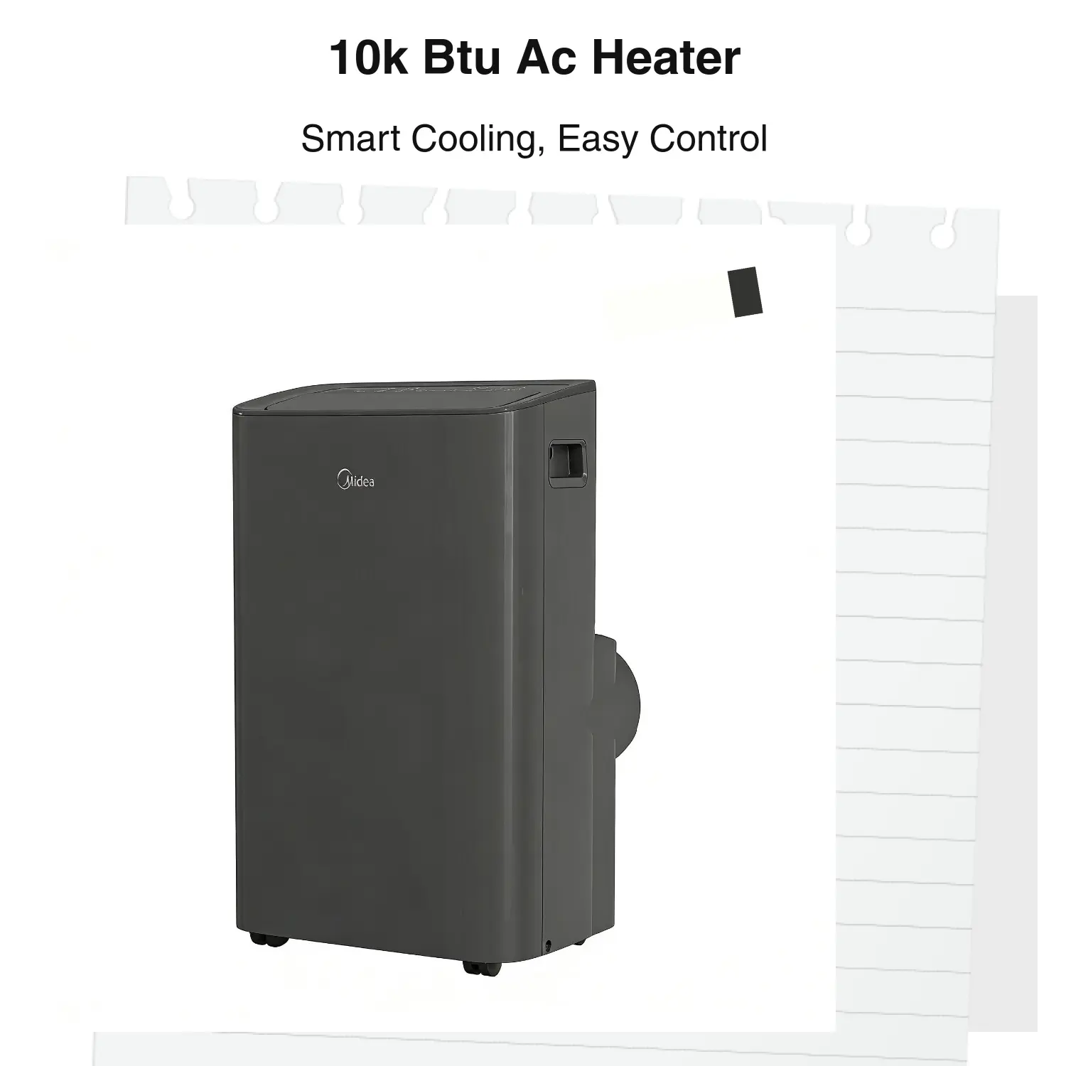 Midea 10,000 BTU SACC/13,500 BTU ASHRAE Portable Air Conditioner & Heater - Smart WiFi App/Alexa Voice Control, 4-in-1 WiFi Aircon Cooler Dehumidifier Fan, Cools 450 Sq. Ft. Room, Includes Window Kit/Remote, Pre-owned Gently Used Energy Efficient, Timer