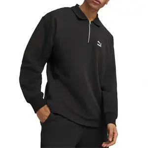 PUMA Mens Better Classics Collared Long Sleeve Quarter Zip Shirt Casual Tops Casual - Black