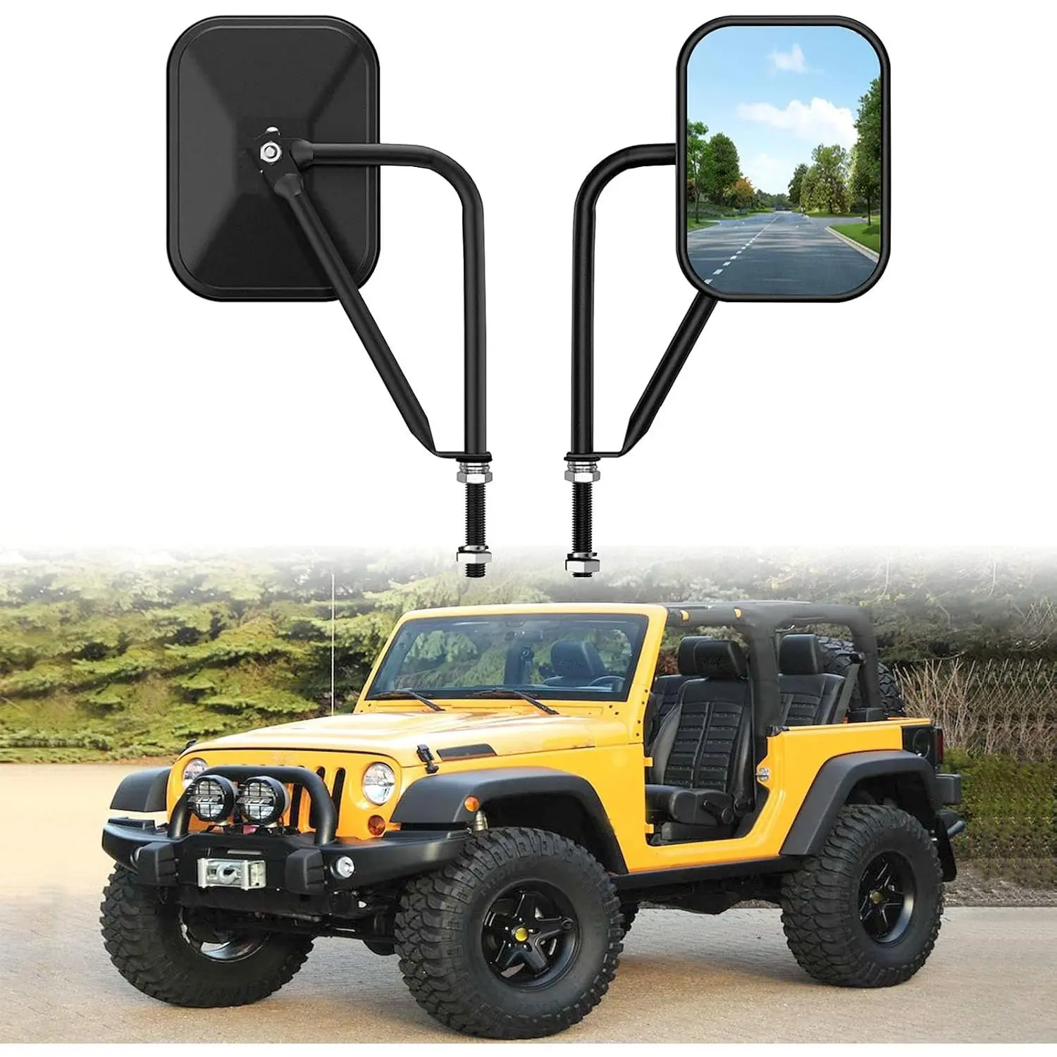 Door Off Mirror Compatible with Jeep Wrangler JK JL & Unlimited, Wider View Easy-Install Door Hinge Side Mirrors for Wrangler JK JL Unlimited