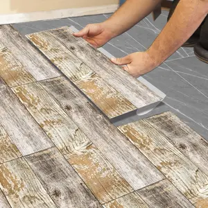 Deep Wood-Grain Heavy Duty PVC Self-Adhesive Floor Tiles, No Glue Required, Waterproof & Wear-Resistant, DIY Installation, 5/10/20 Sheets Pack, Durable PVC