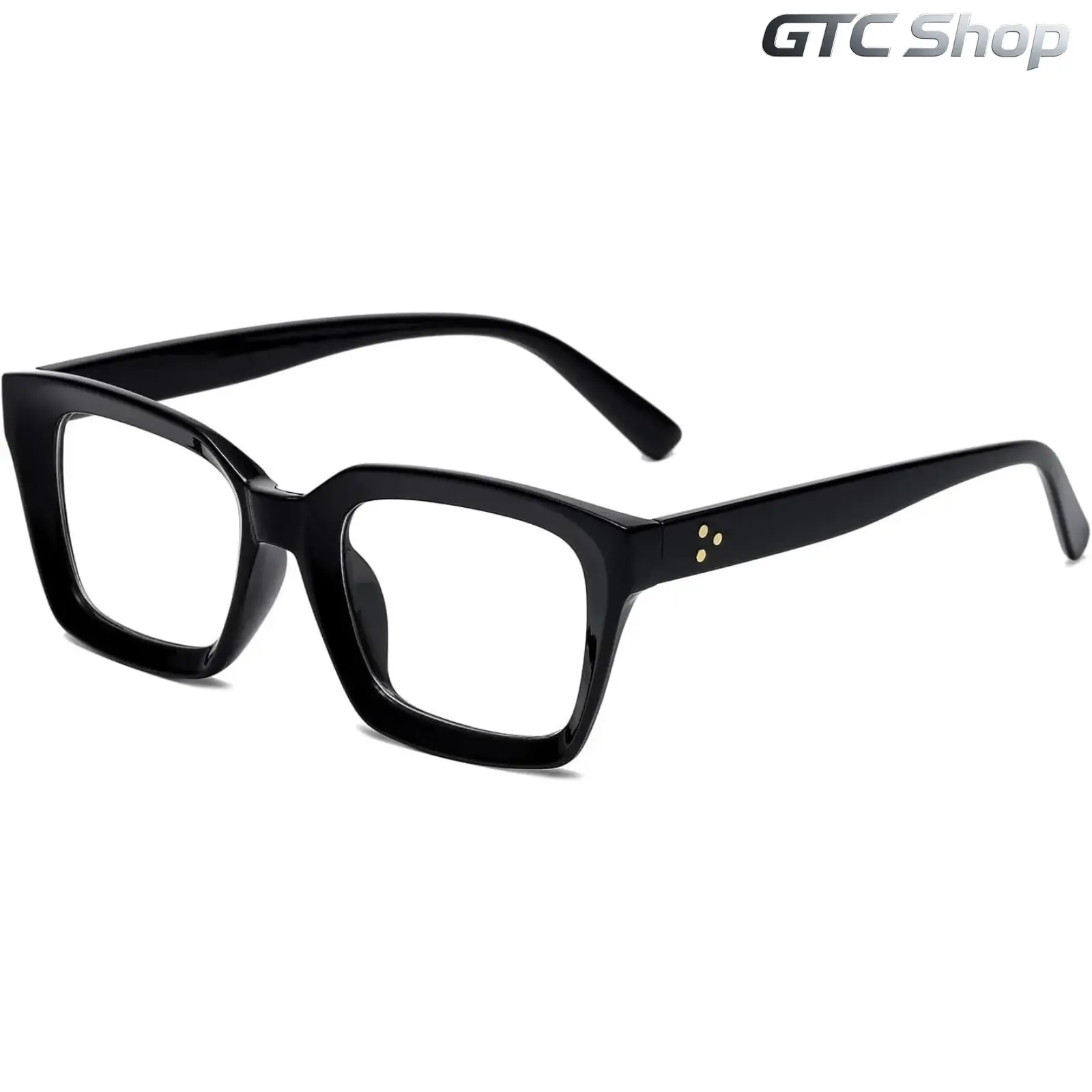 Non-Prescription Blue Light Sports Eyewear for Men-Women, Thick Plastic Square Eyeglasses Frame, Trendy Square Frames, Stylish Eyewear, Ergonomic Bold Design, Shockproof Waterproof Light Blocking, Anti-Eyestrain Office Study Accessory