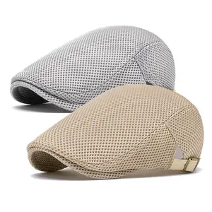 2 Pack Mens Breathable Mesh Summer Hat Set,Adjustable Flat Cap,Newsboy Beret Ivy Cap,Irish Cabbie Fishing Hats,Christmas Party,Father's Day Gift,Summervibes