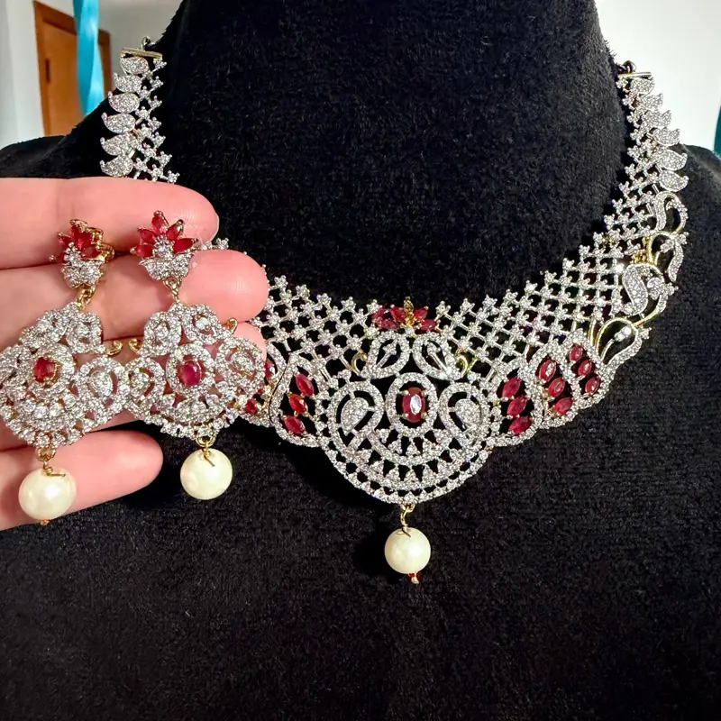 Gold-Plated AD Stone Luxury Jewelry for Daily Wear, Anniversary Celebrations