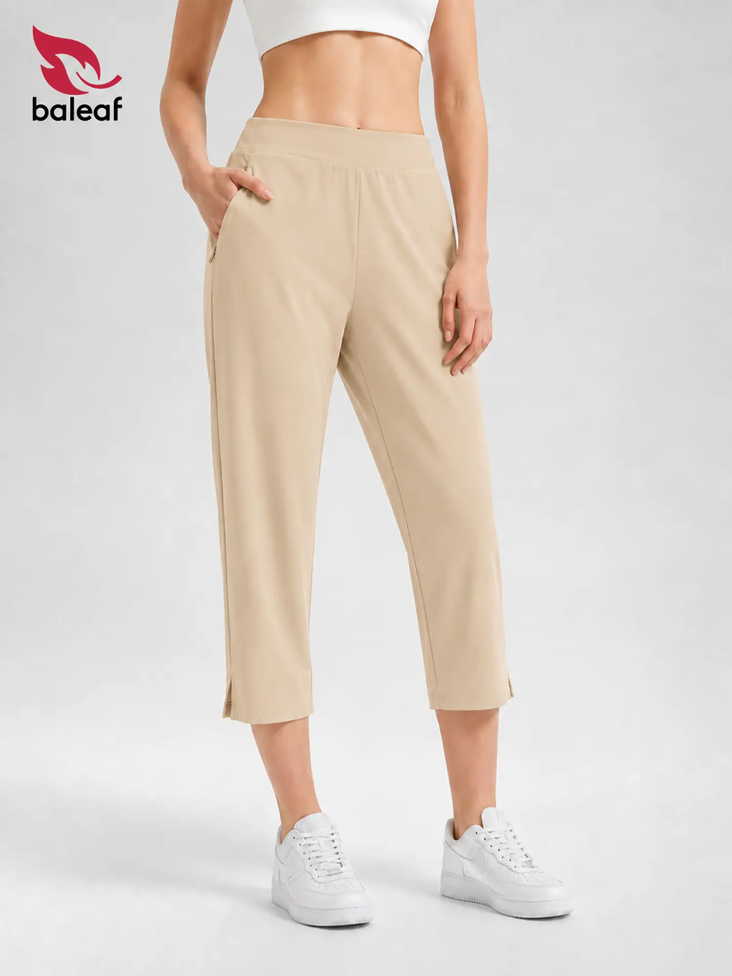 BALEAF Women's 20" Capri Pants High Waisted Pull-On Straight Leg Stretch Cropped Pants with 4 Pockets Lightweight Quick Dry UPF 50+ for Travel Work Business Casual Summer Golf Summer Golf Wear Sporty Golf Apparel