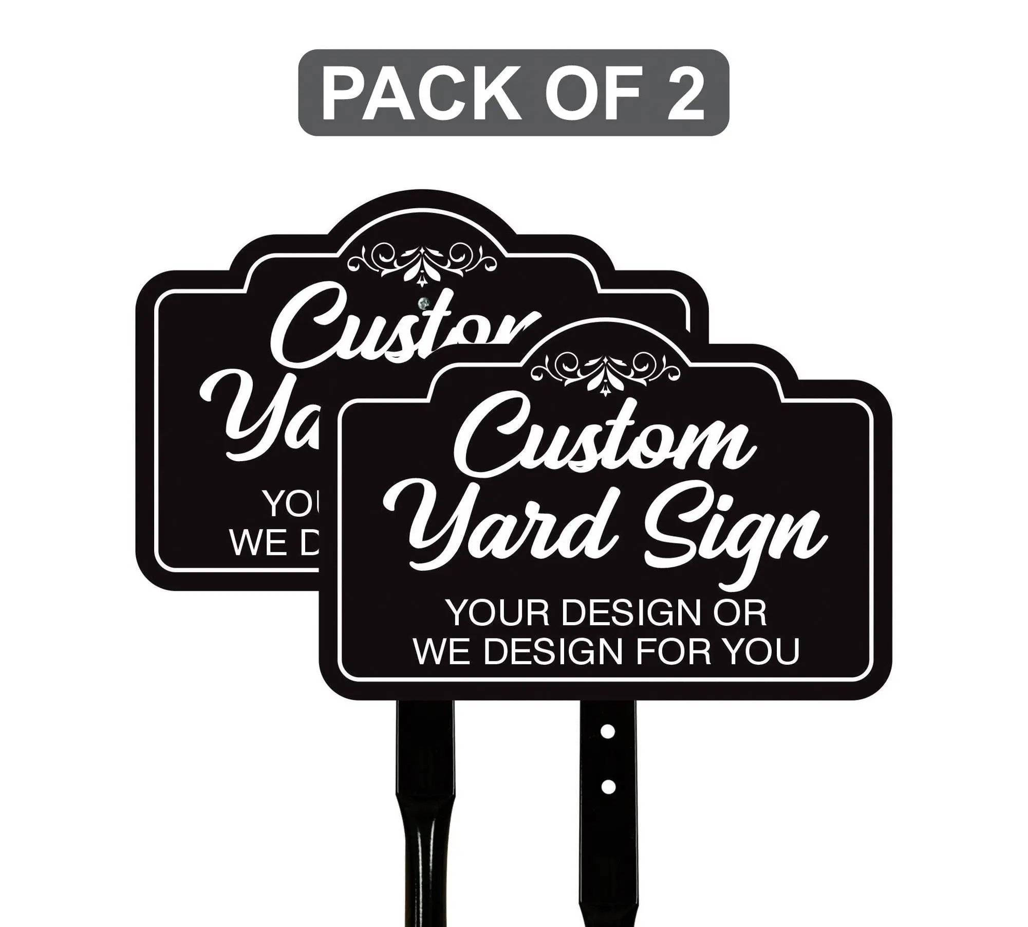 Custom Aluminum Yard Sign 2 Pack with 16" Stake Personalized Metal Outdoor Sign Fully Customizable Lawn Marker for Home Business Events UV Resistant Weatherproof Ink Durable Design for Longevity