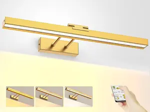 Rechargeable LED Picture Lights for Wall,Dimmable Battery Operated Wireless Picture Lights Brass Gold