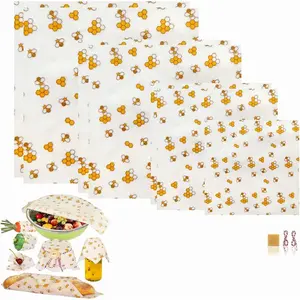 Natural Reusable Beeswax Food Wrap (Set of 7) - Sustainable Kitchenware Alternative to Aluminum Foil and Parchment Paper, for Fruits, Vegetables, Bread, Bakeware, Utensils outdoorfun