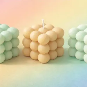 Bubble Cube Decorative Candle – Handmade Modern Aesthetic Wax Candle