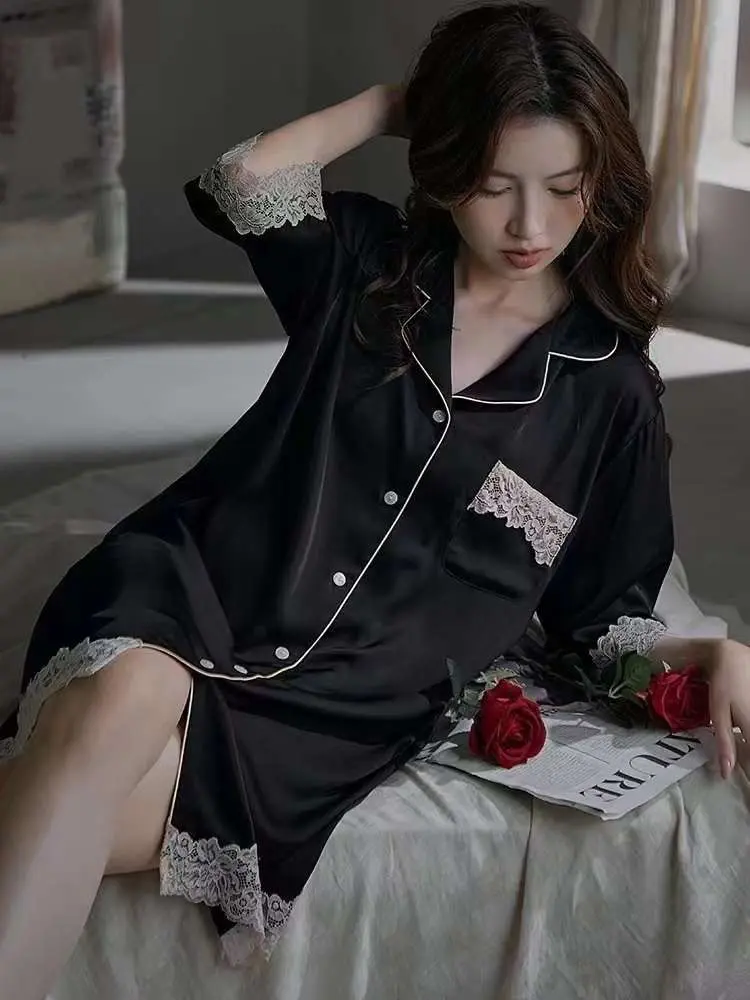 Silk Sleepwear Silk Pajamas Ladies Sleepwear Nightdress Sleepover Gift Sexy Pajamas
