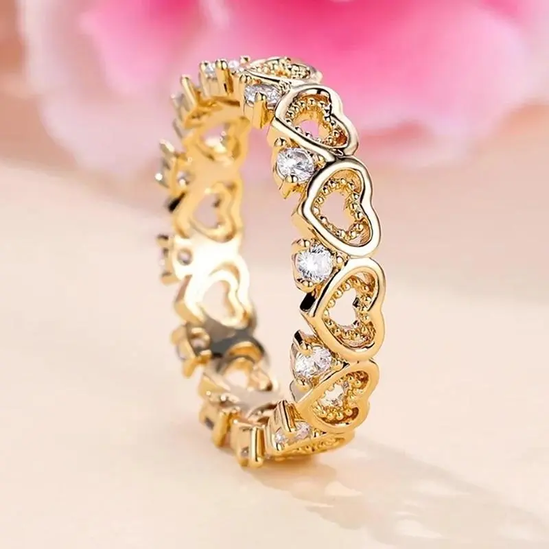 Elegant Women's Copper Ring, sparkling rings for women, promise rings for gf, engagement rings, accessories for women, accessories, womens gifts, Suitable for parties, festivals, gifting, and daily wear, 14k gold-plated-639