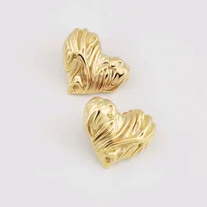 Rooted Heart Nature-Inspired Stainless Steel 18K Gold Plated Earrings