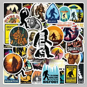 50 pieces of Bigfoot cartoon silhouette creative outdoor stickers, glass cup desktop laptop decorative stickers