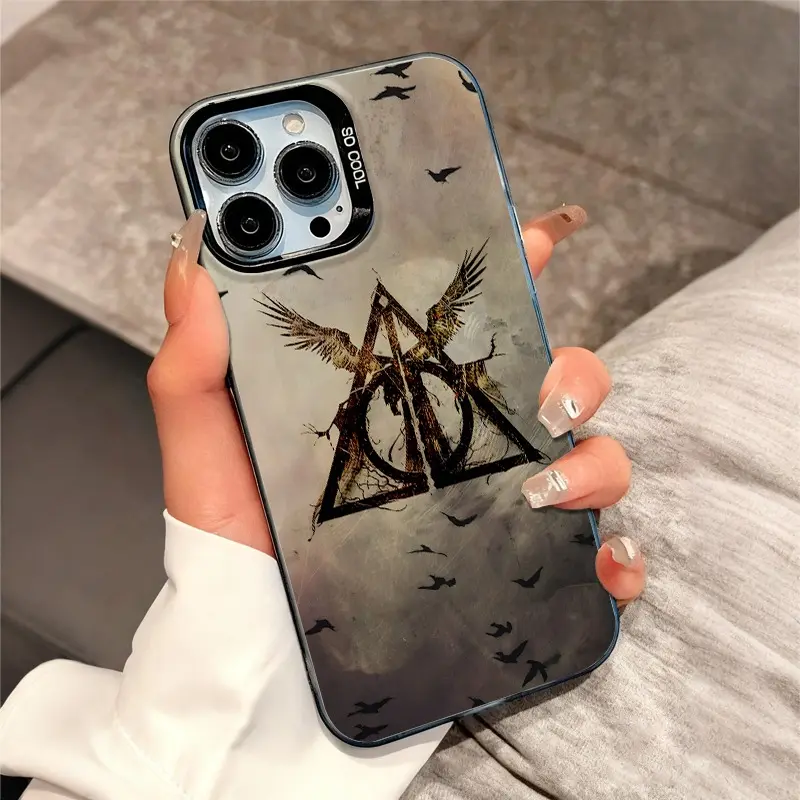 Warner Bros Licensed Harry Potter Deathly Hallows Symbol TPU Plastic Protect Cover - iPhone Series (17,16,15,14,13,12,11 Pro Max,XS,XR,8,7) Mobile Phone Accessory - Ideal Magical Gift