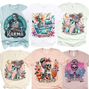 Karma Cafe Skull Tee  Better Late Tees Live Laugh Toaster Bath Tshirt Just Peachy Floral Skull Tshirt Never Better Skull T-Shirt  You Get What You Deserve Tee Sarcastic Karma Top You Get What You Deserve Sarcastic Tee Rocker Karma T-Shirt Womens Karma Top