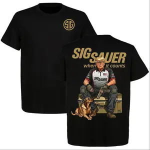 Funny Trump Pro Shooter with Sig Sauer T-shirt, Sport Gun Tee, Great Shirt for Gun Enthusiasts, Tactical Style, Full Size, Full Color