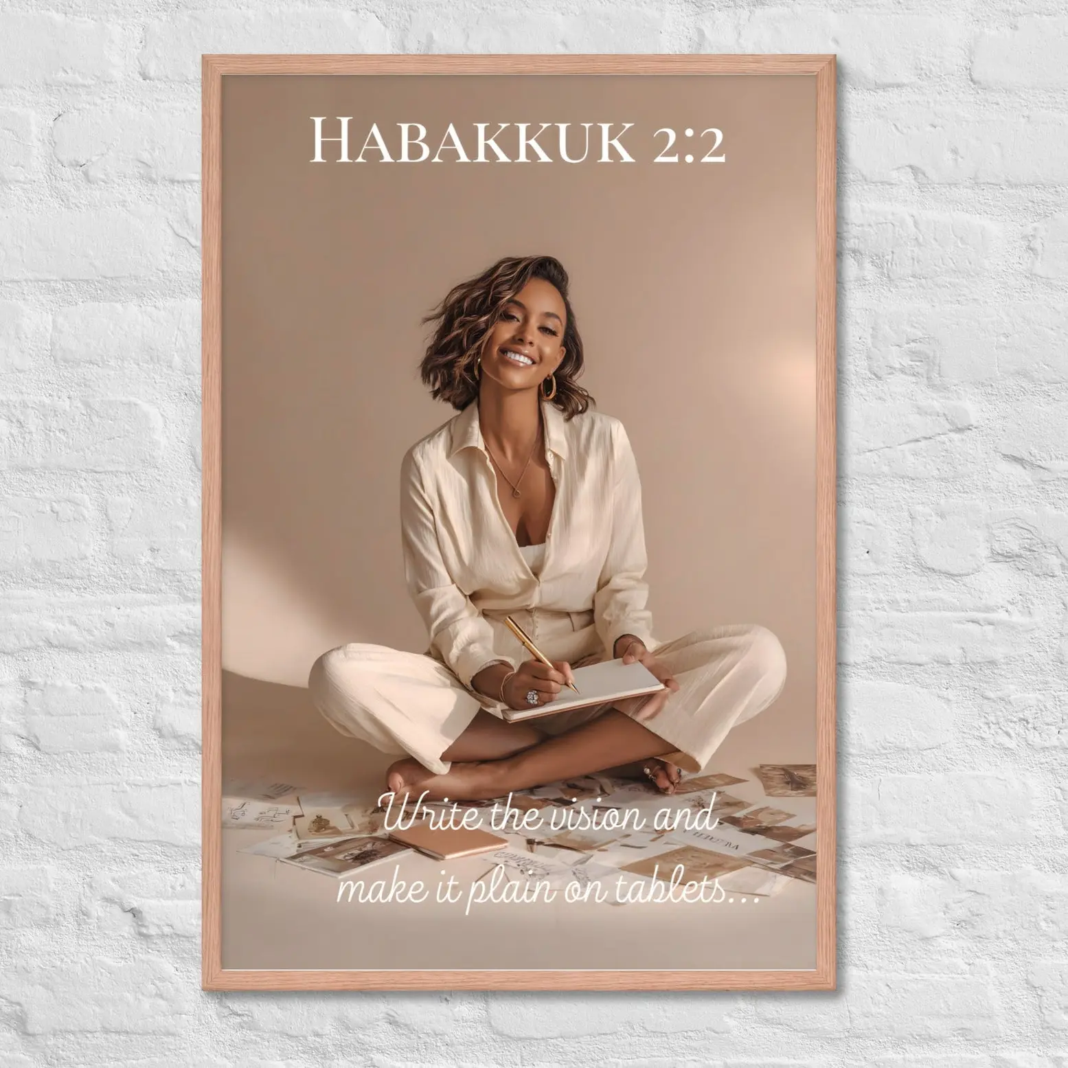 Framed Habakkuk 2:2 Vision Board Christian Wall Art – “Write the Vision and Make It Plain” Inspirational Faith Poster