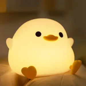 Dodo Duck LED Night Light – Cute Silicone Duck Lamp for Bedroom & Living Room, Rechargeable Touch Sensor Table Lamp with Dimmable Warm White, Perfect Birthday & Christmas Gift