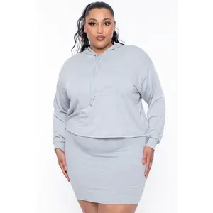 Plus Size Essential Cropped Hoodie - Heather Grey