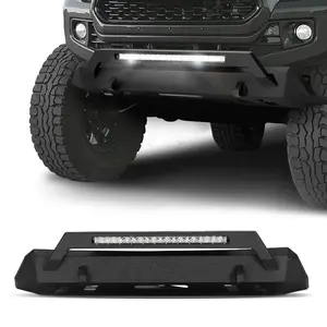 fathersdaygift VEVOR Front Bumper Compatible with 2016-2023 Toyota Tacoma (Excluding Tacoma TRD/Tacoma TRD Sport), Pickup Truck Bumper with LED Light Bar, Winch Plate D-Rings Mounts, Heavy-Duty Steel Front Bumper with E-Coating