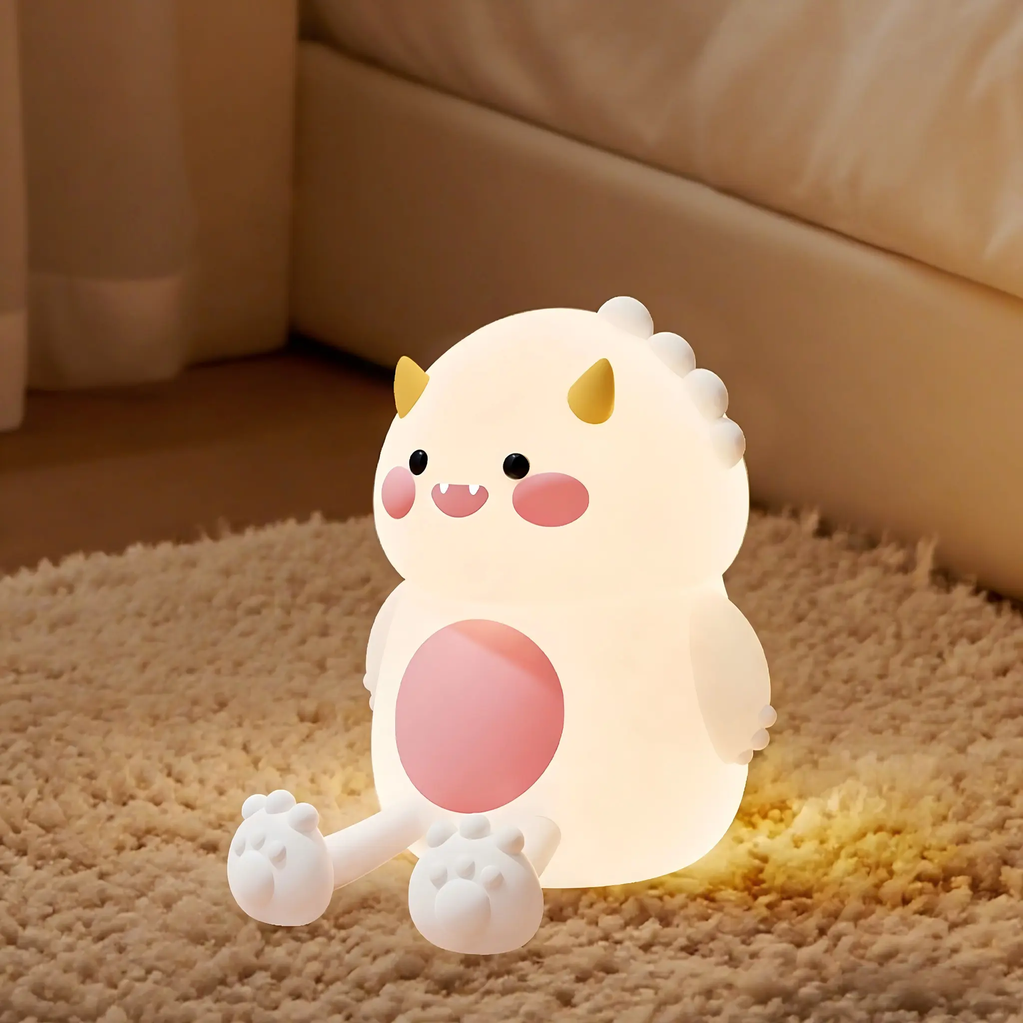 Cute Dinosaur LED Night Light, Touch Control Colorful Night Light, Rechargeable Bedside Lamp for Baby Room, Breastfeeding, Bedroom Decor & Gift