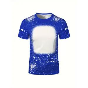 5pcs Tie Dye Bleached Sublimation Blanks, 100% Modal Crewneck Short Sleeve Shirts, Casual All-Season Knit Fabric Pullovers for Adults - Regular Fit, Design with Vibrant Splatter Effect, Lightweight & Breathable, Machine Washable, Ideal for