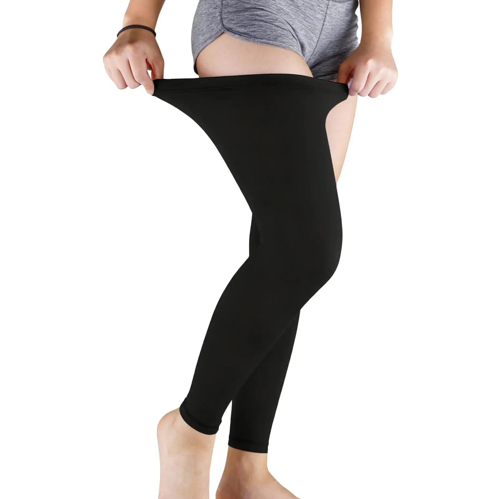 Men’s & Women’s 2PCS Lightweight Compression Long Leg Knee Sleeves - 15.7in Top Perimeter, 26.8in, 8.7in Ankle, UV Protection, Anti-Slip Wide Cuff for Basketball, Baseball, Friends’ Sports Use, Lightweight Compression Sleeve, Reduce Burns