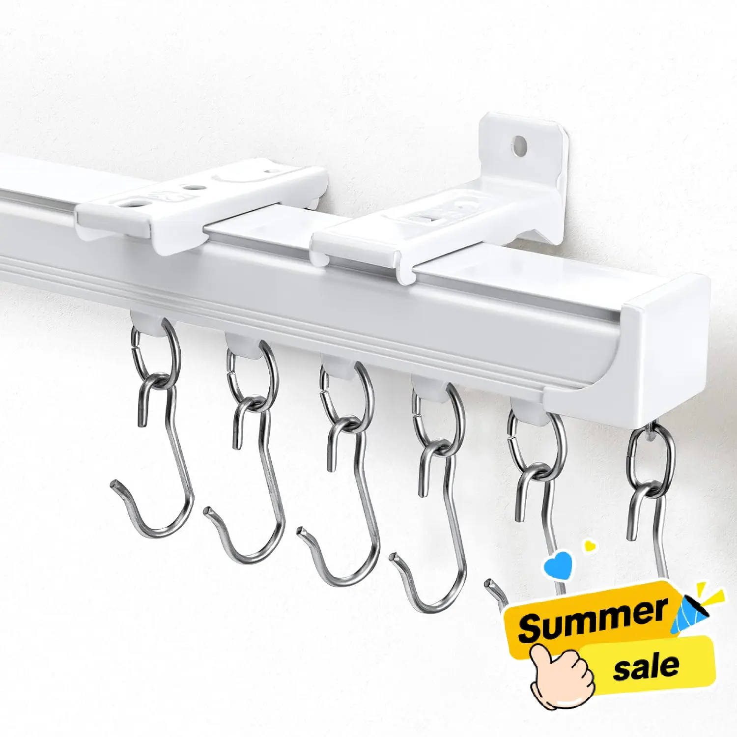 Inovaday Ceiling Curtain Track Heavy Duty Tracks Ceiling/Wall Mount Sliding Room Divider Silent Rail with 3 Types of Hooks for Living Room,Bed Room,Bathroom