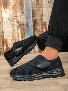 Men's Casual Sports Shoes, Breathable Slip-On with Adjustable Velcro Closure, Comfortable for All Seasons, Ideal for Wide Feet & Daily Use