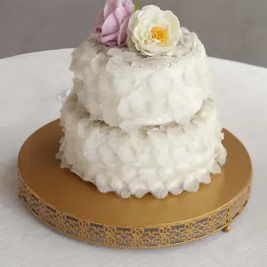 Metal 16" Round Pedestal Cake Stand Gold for Buffet Table Sweets Station