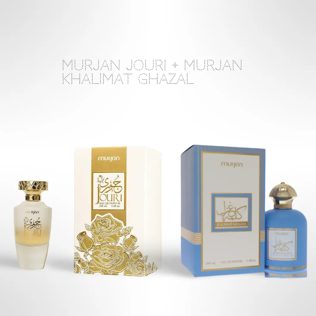 Murjan Jouri + Murjan Khalimat Ghazal Eau de Parfum – 2 x 100ml (3.4 fl oz) – Luxury Fragrance Bundle
