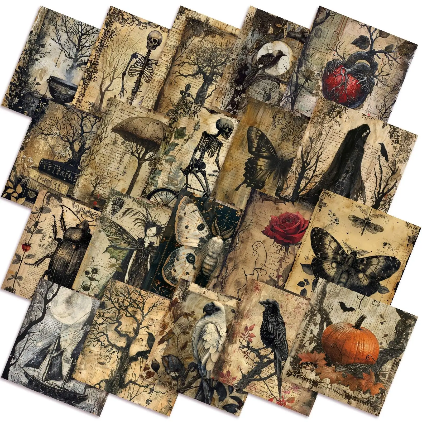 Vintage Halloween Quilting Polyester Fabric Squares with Multiple Patchwork Images Handmade Patchwork Sewing Retro Halloween Fat Patchwork Precut Stri