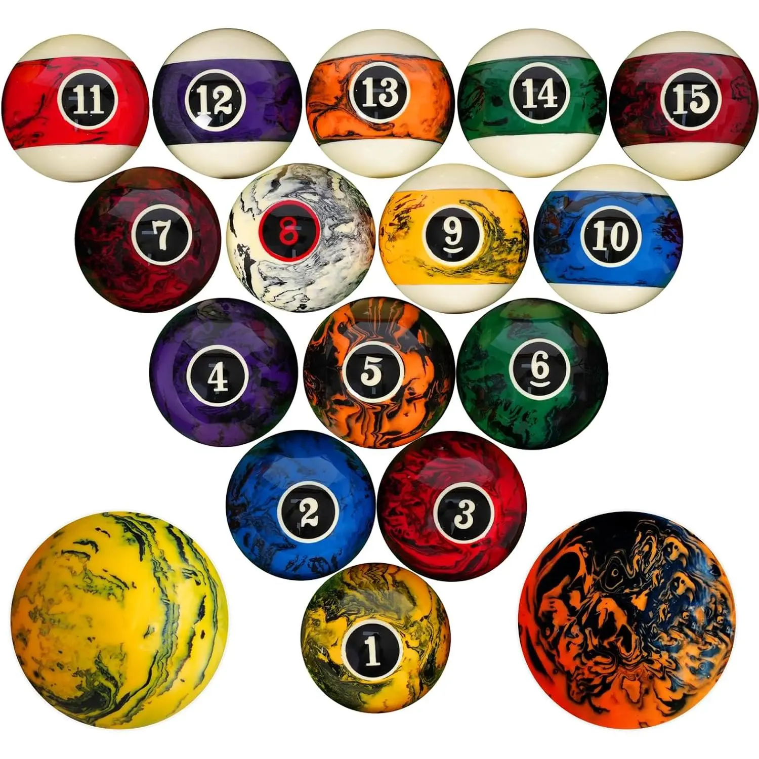 Billiard Balls Pool Balls Billiard Set Marble-Swirl Style 2-1/4" Regulation Size 16 Pool Balls Billiard Set Pool Table Accessories