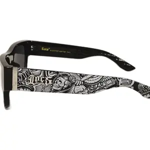 Hard-core Locs Sunglasses with Tattoo Art on Sides, Black Frame, uv400 protection sun