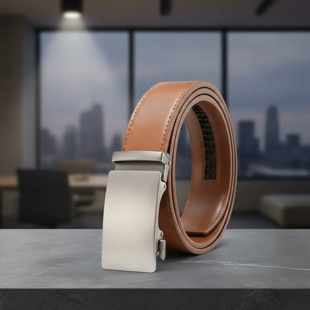 Men's Belt Leather Ratchet Belt for Men Dress Casual Every Day with Adjustable Buckle, Trim to Fit