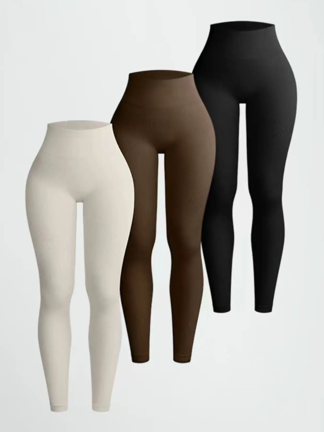 Women's Sporty Ribbed Multi-Piece Yoga Pants, High Waist Sports, Comfortable Design for Yoga Fitness and Daily Wear, Stylish and Functional Activewear Fitness Leggings Athletic Leggings Workout Leggings, Compression Yoga Pants