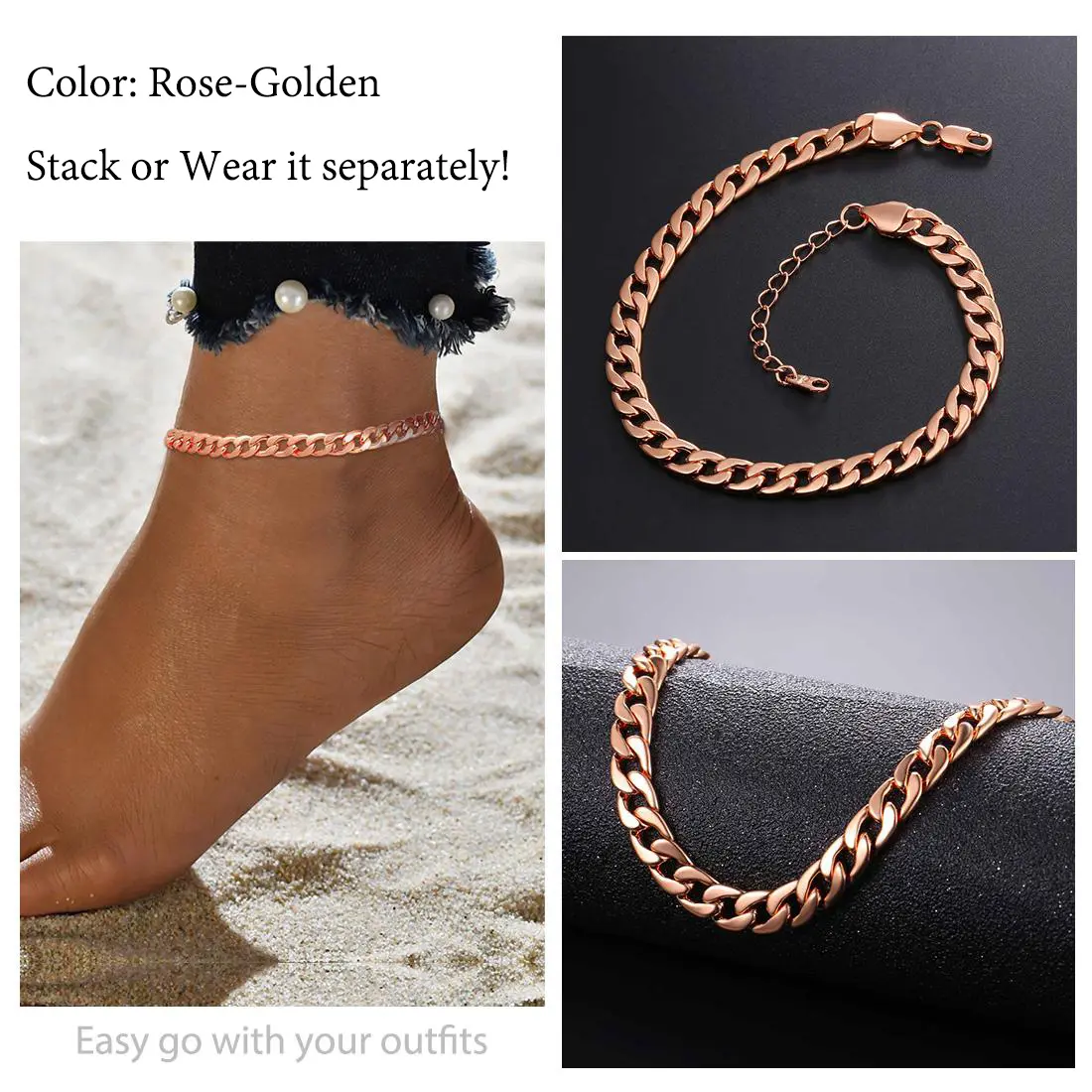 FindChic Simple Cuban Chain Link Anklet Ankle Foot Jewelry Golden Cuban Chain Anklet Foot Jewelry For Women Men Girlfriend Boyfriend FindChic Simple Cuban Chain Link Anklet Ankle Foot Jewelry Golden Cuban Chain Anklet Foot Jewelry For Women Men Girlfriend Boyfriend