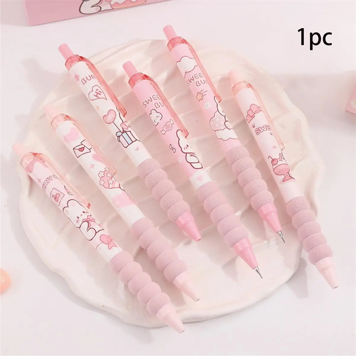 Random Color Cute Mechanical Pencils, 1 Count Cartoon Rabbit Pattern 0.5mm Automatic Pencil, Office Accessories, Stationery Supplies for Student, Mini