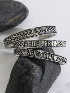 Vintage Viking Celtic Knot Hammer Bracelet, Fashionable Open Bangles for Men & Women, Unique Hip-Hop Style Party Accessories, Letter Link Bracelet