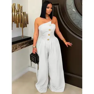 Women's Solid Color Wide Leg Jumpsuit, Fashion Jumpsuit for Daily Wear, Ladies Clothes for Summer, Womenswear, Casual JumpsuitsRAIMENTRY