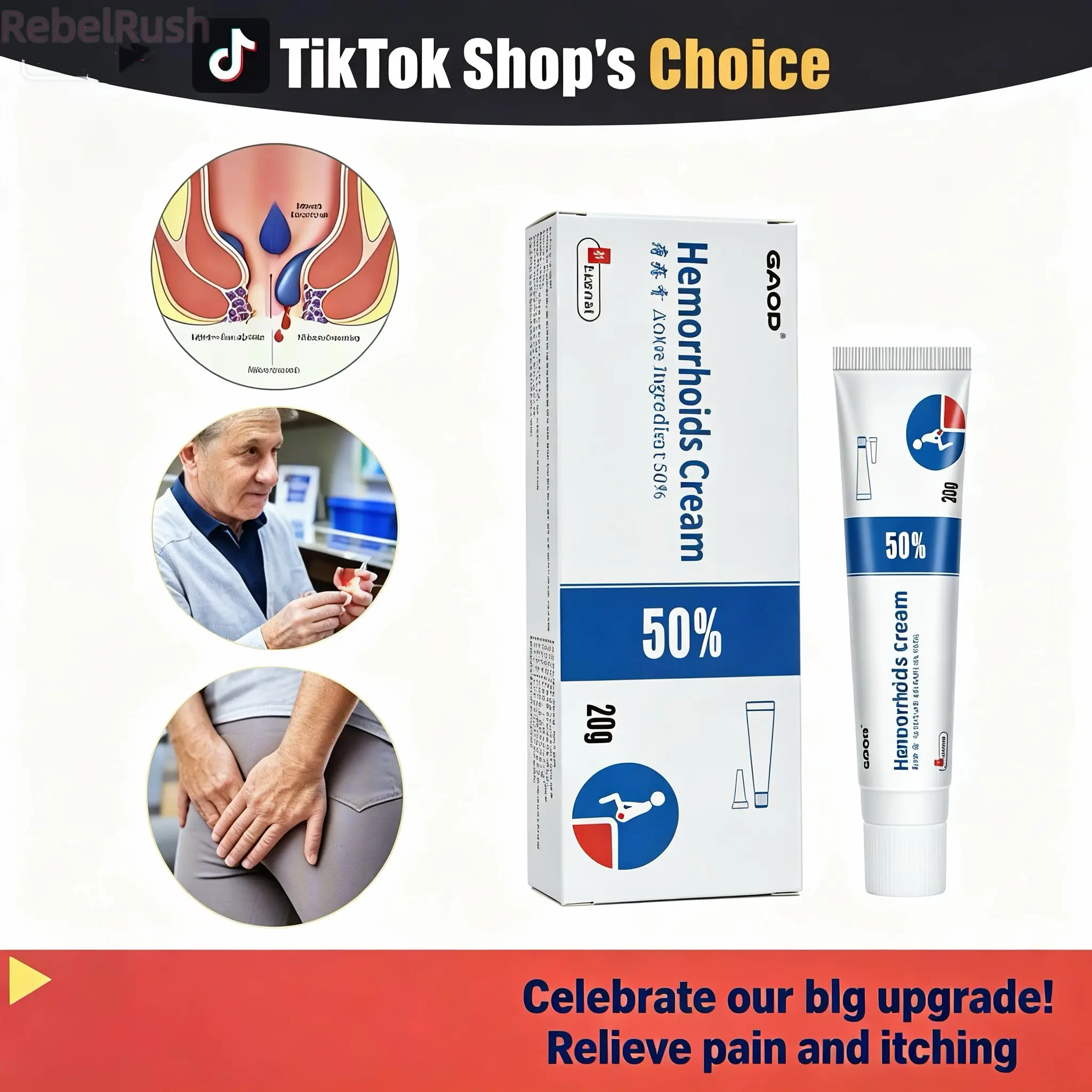 50% Active Ingredient Natural Herbal Ointment, Hemorrhoid Relief Cream for Men and Women - Fast-Acting Itching & Pain Relief, Portable Body Care Solution