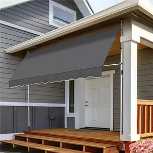 Costoffs Manual Retractable Awning With Adjustable Angle & Height, Water-Resistant Outdoor Shelter For Deck & Balcony