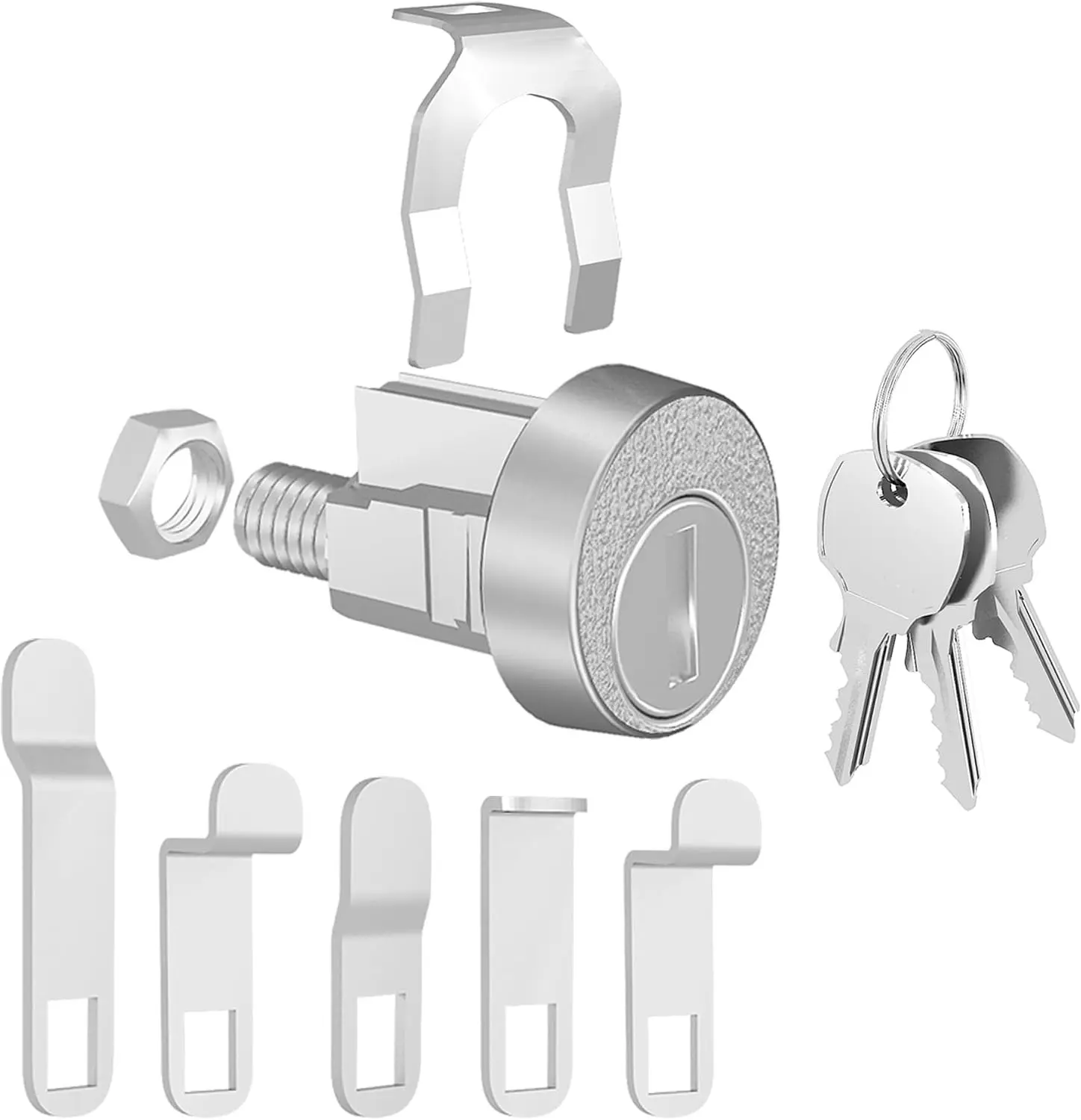 Nickel Finish Mailbox Lock with Key - 1 Pack, Key Replacement for L-1172C Model Home Organizer Mailboxes